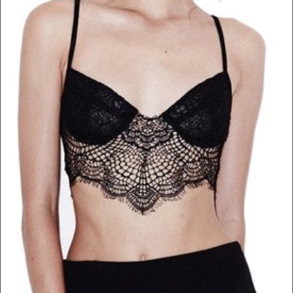 For Love & Lemons Black Bat Your Lashes Bralette
